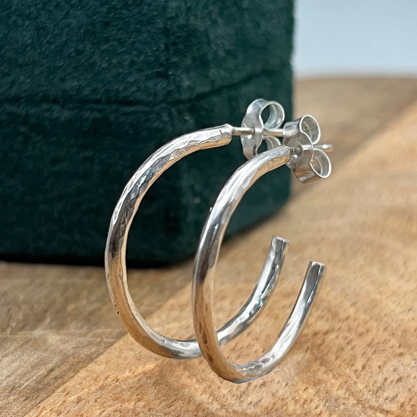 Skinny Sterling Silver Textured Hoops