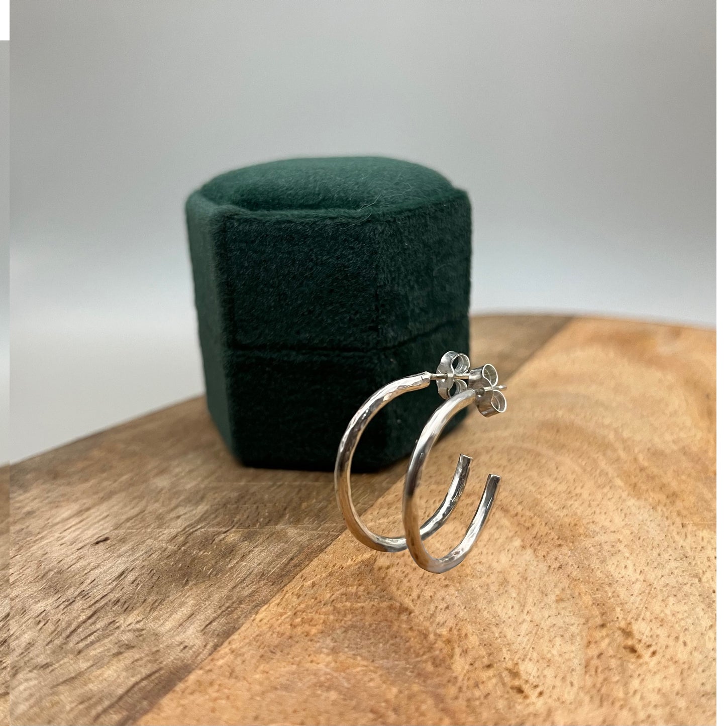 Skinny Sterling Silver Textured Hoops