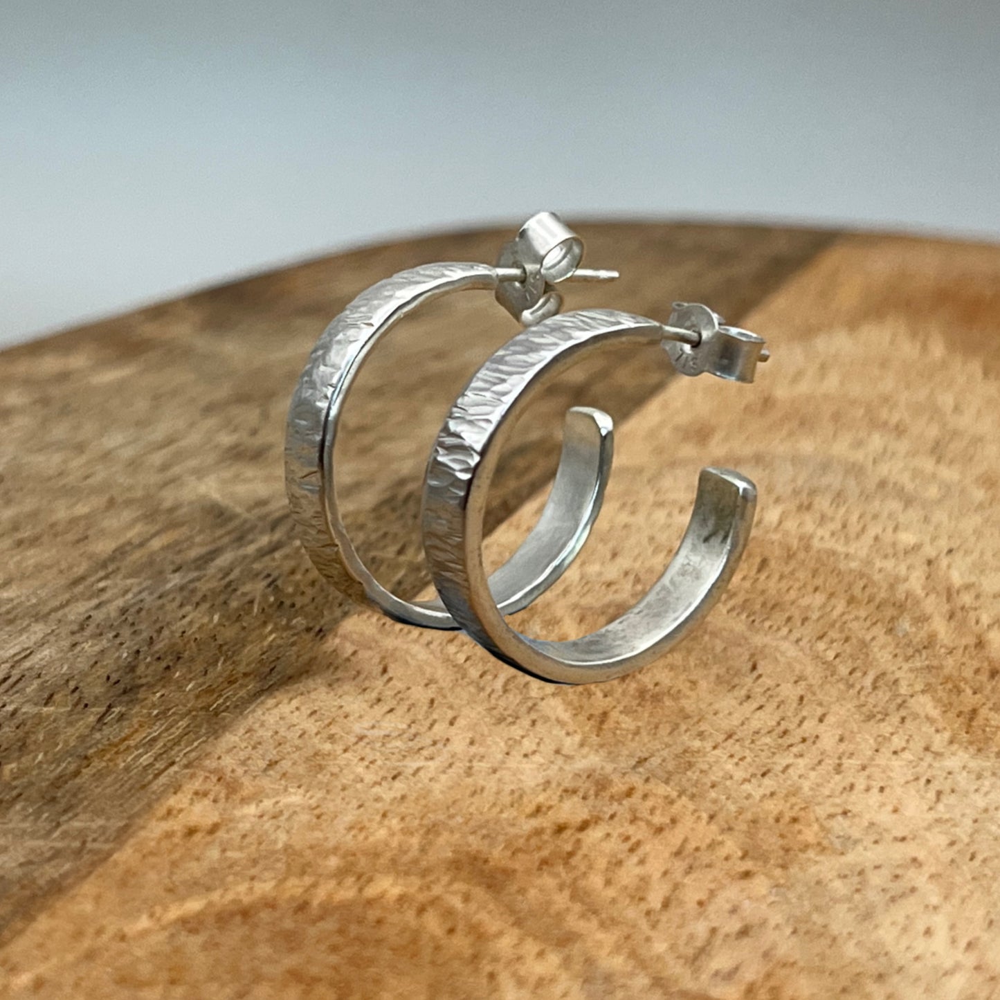 Chunky Sterling Silver Textured Hoops