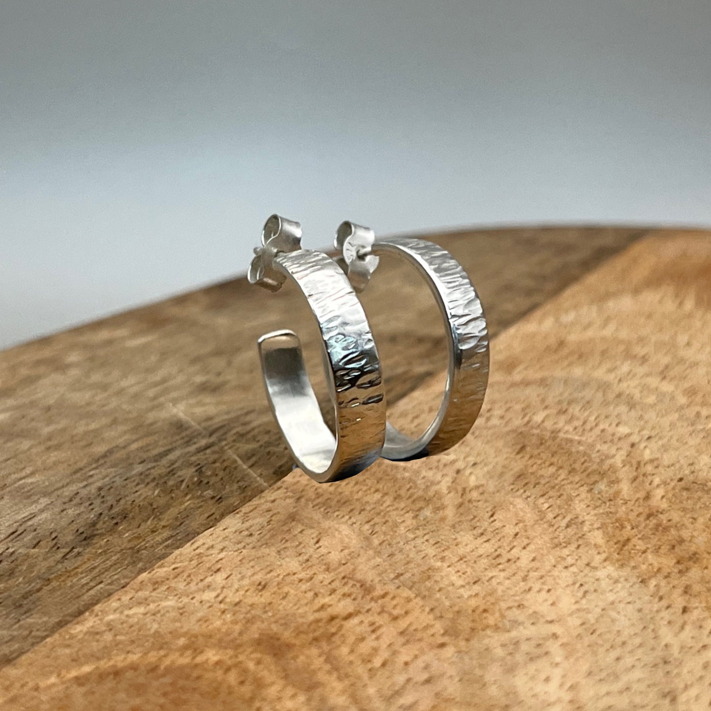 Chunky Sterling Silver Textured Hoops