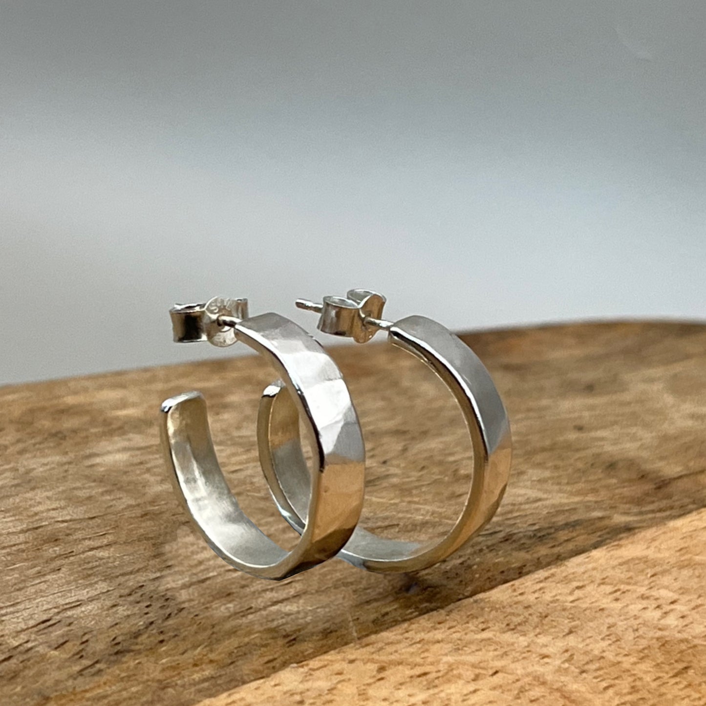 Chunky Sterling Silver Textured Hoops