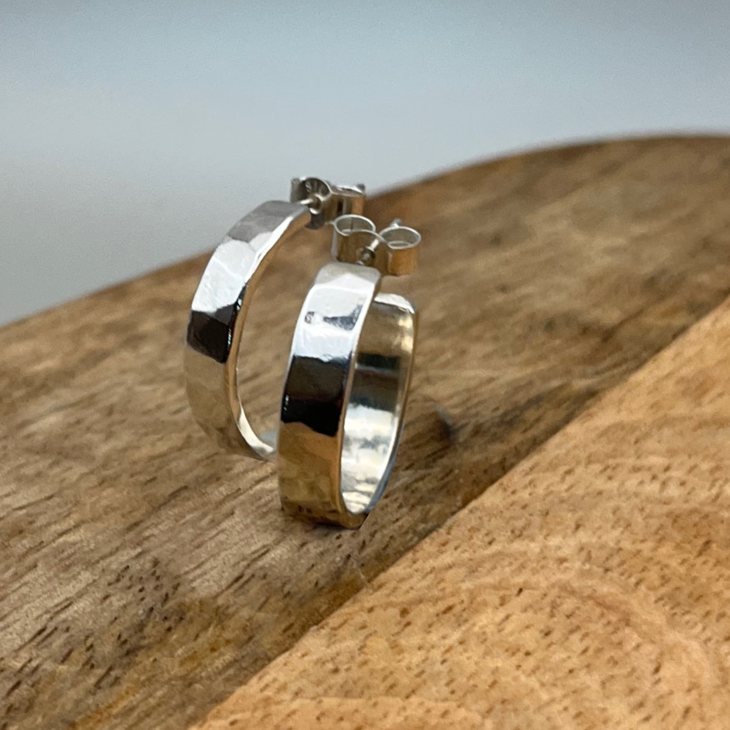 Chunky Sterling Silver Textured Hoops