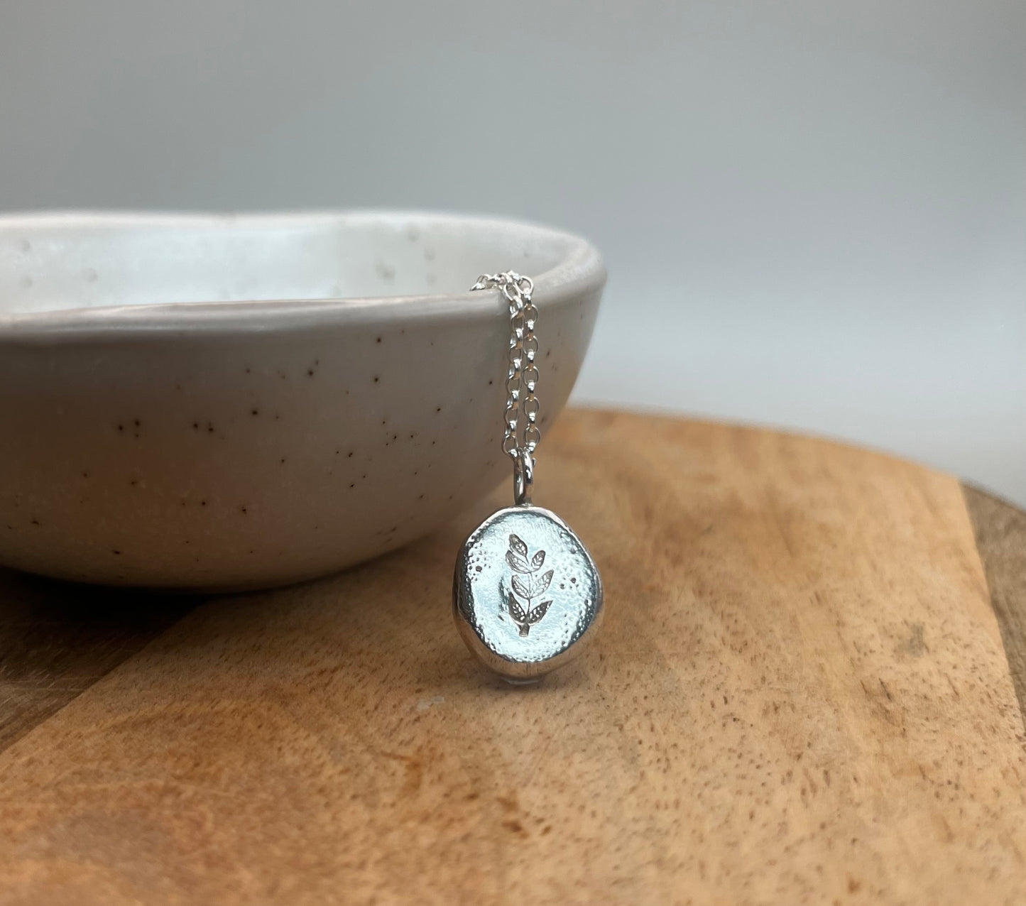 Chunky Leaf Pendant Sterling Silver