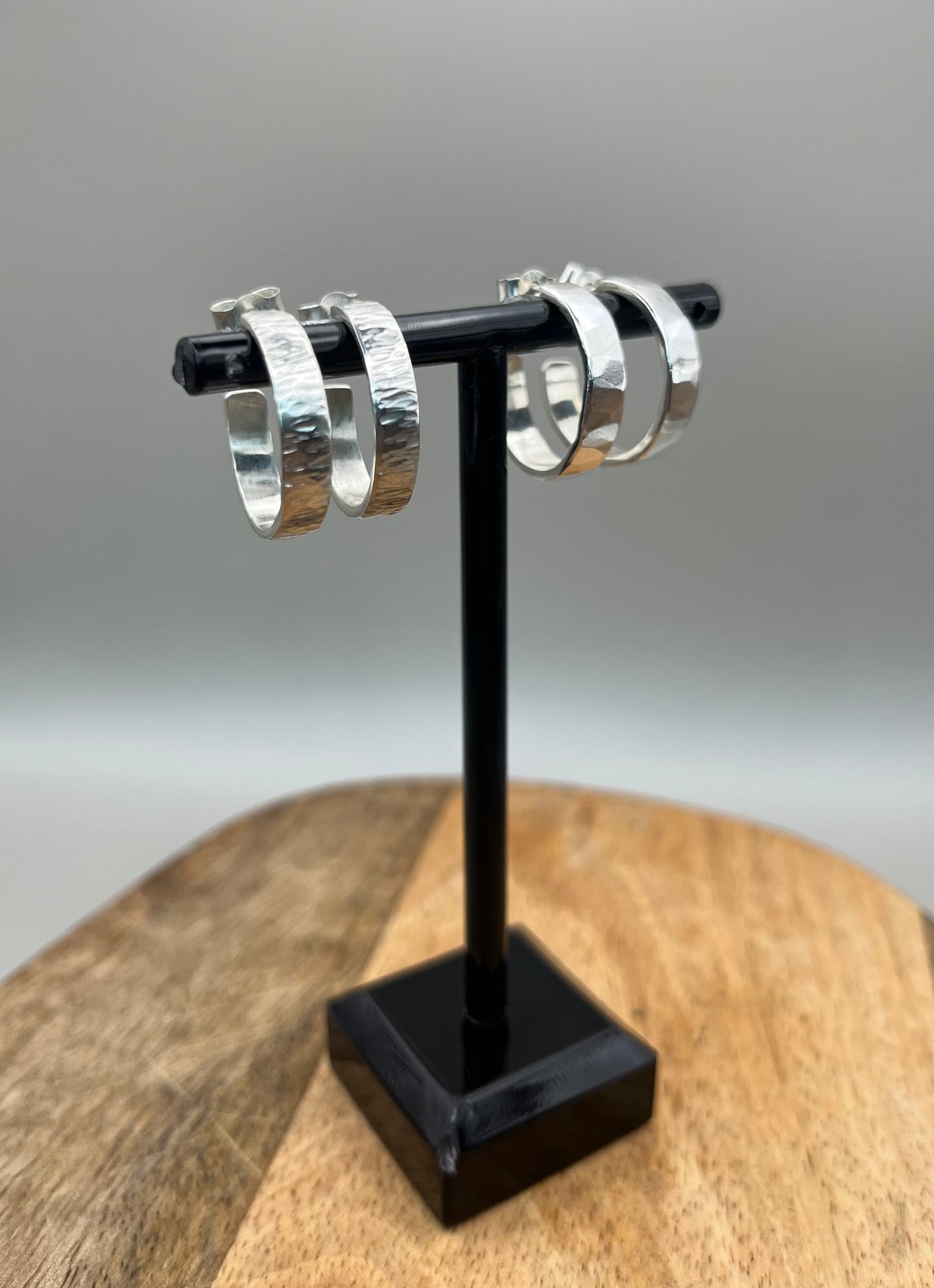 Chunky Sterling Silver Textured Hoops