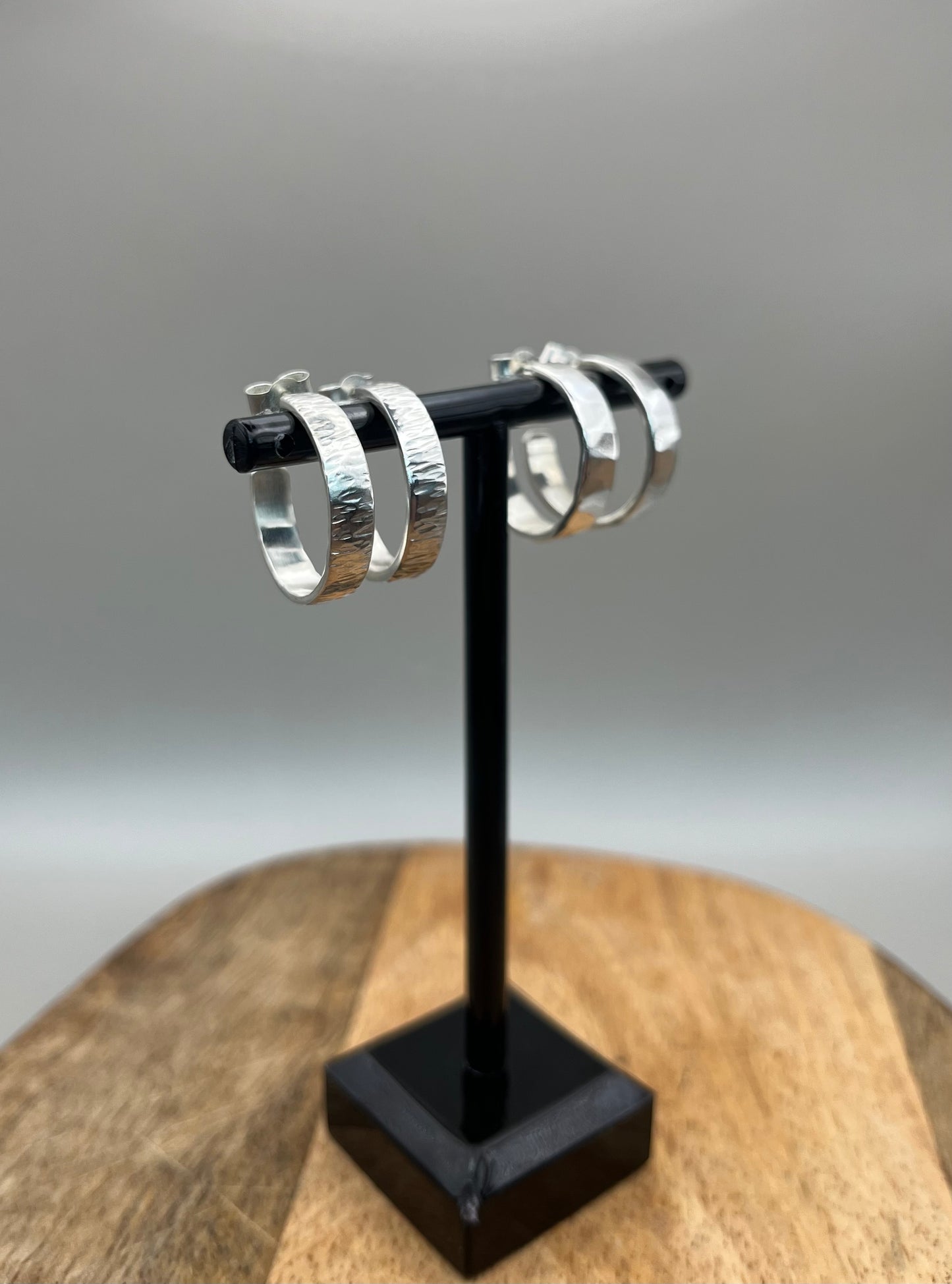 Chunky Sterling Silver Textured Hoops
