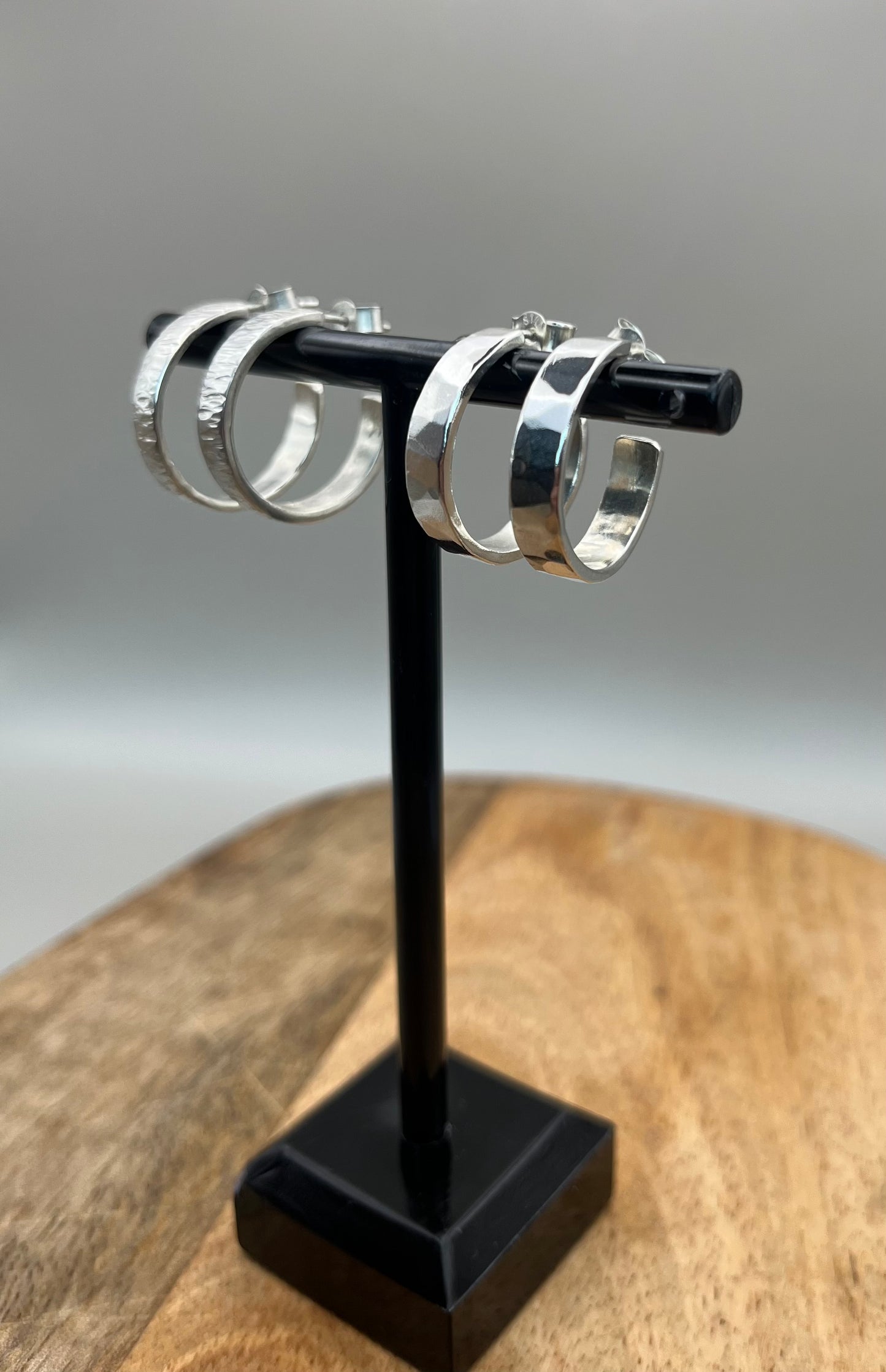 Chunky Sterling Silver Textured Hoops