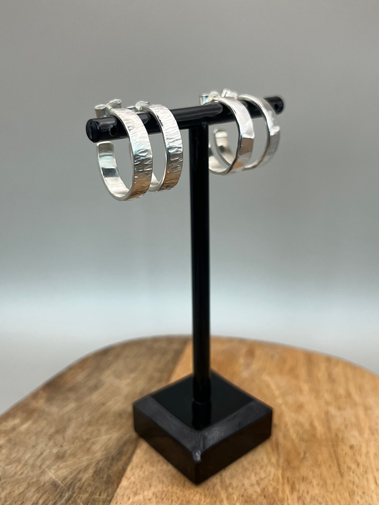 Chunky Sterling Silver Textured Hoops